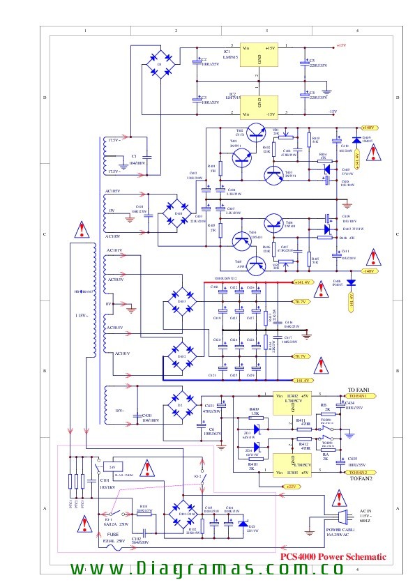 Diagrama de amplificador Sound Barrier pcs4000. YoReparo